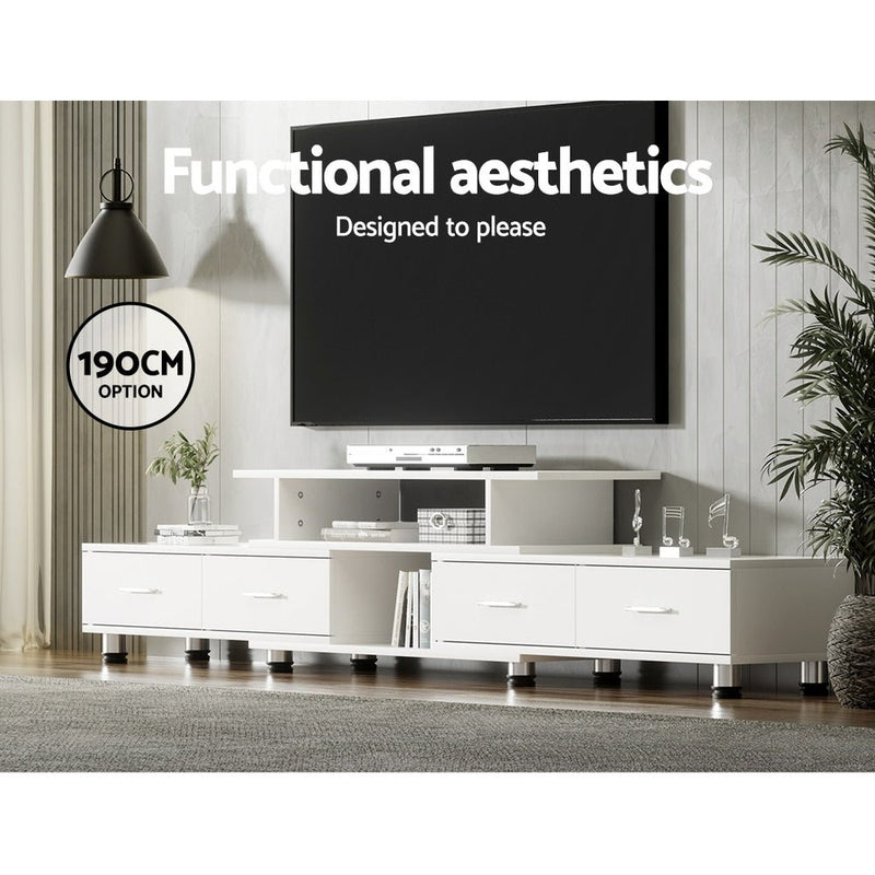 220CM TV Cabinet With Storage Drawers White - Furniture - Rivercity House & Home Co. (ABN 18 642 972 209) - Affordable Modern Furniture Australia