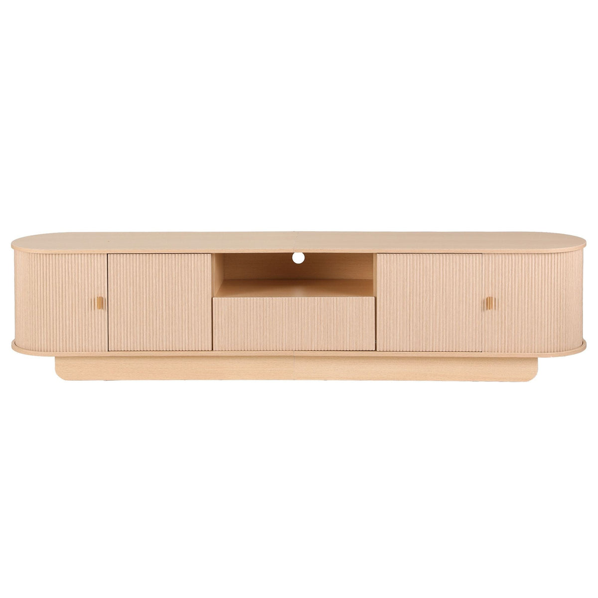 220cm TV Unit Rounded Edge Slide Side Cabinet Door Pine - Furniture > Living Room > TV Units - Rivercity House & Home Co. (ABN 18 642 972 209) - Affordable Modern Furniture Australia