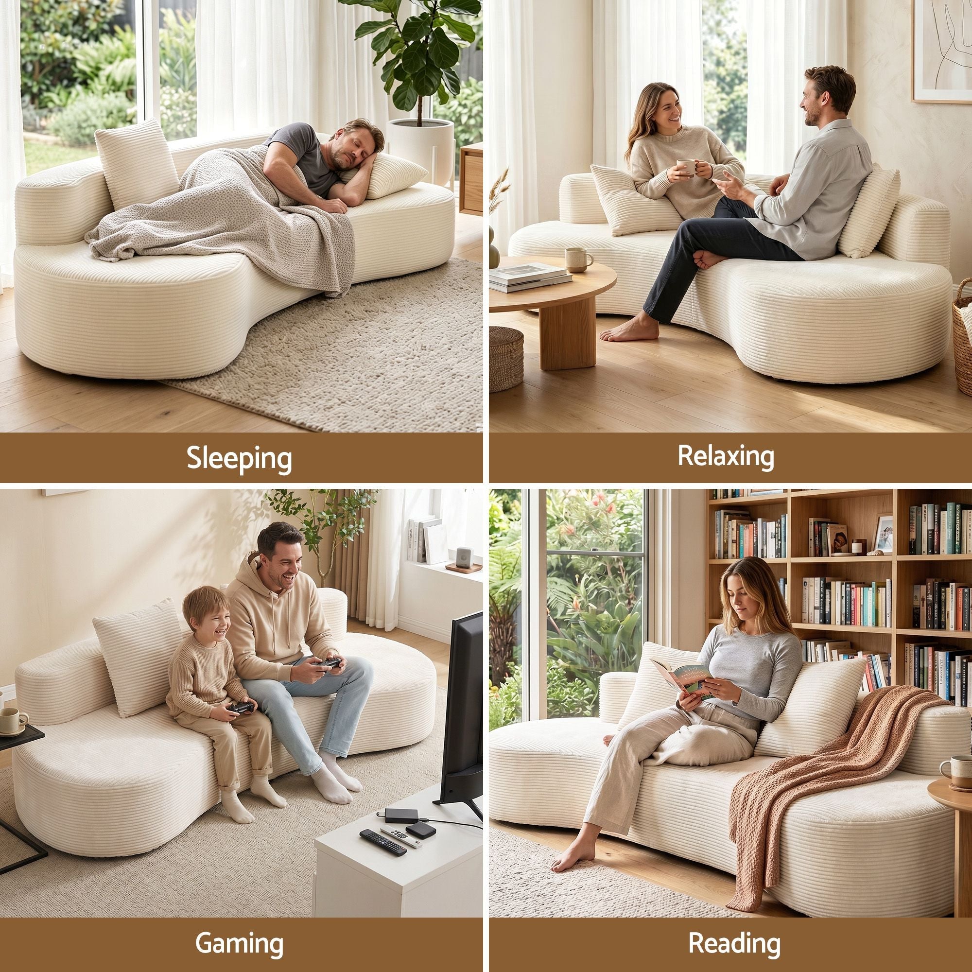 228cm Modular Sofa Bed Sectional Boneless Couches for Living Room No Assembly Required - Furniture > Sofas > Sofas & Sofa Beds - Rivercity House & Home Co. (ABN 18 642 972 209) - Affordable Modern Furniture Australia