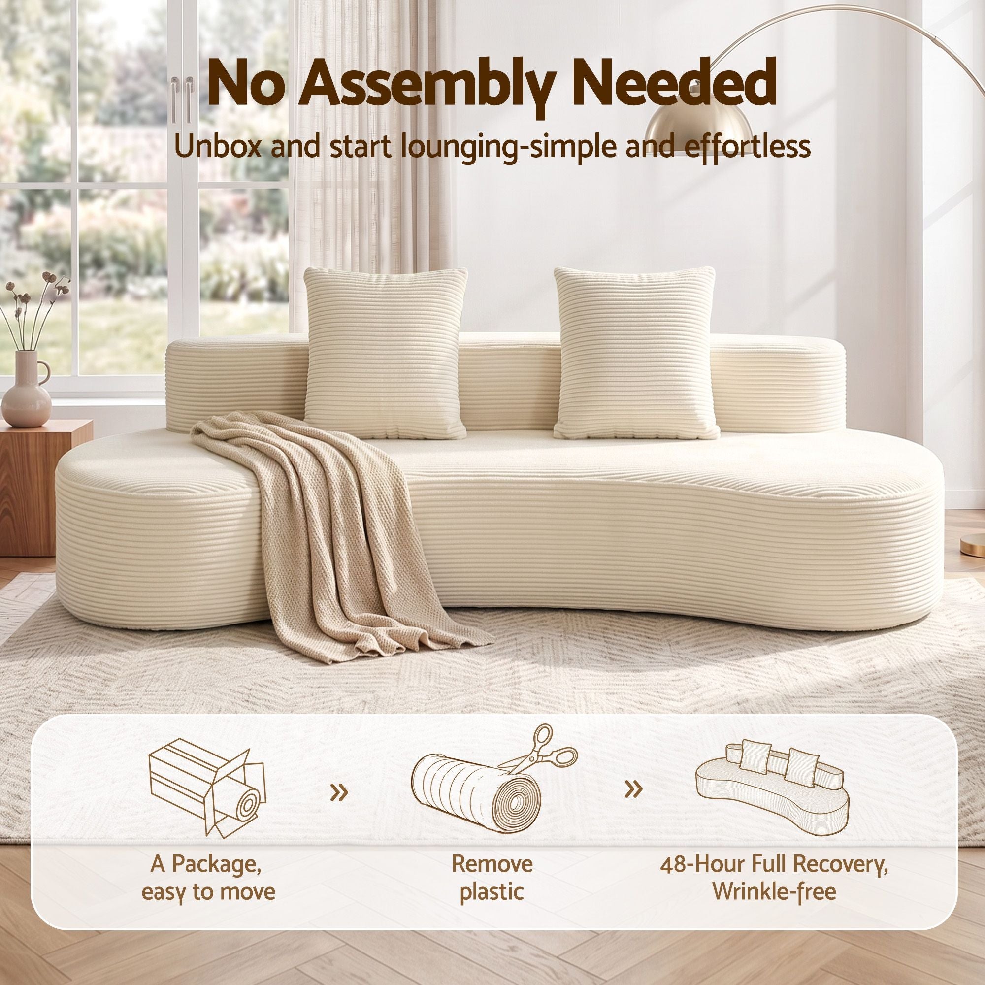 228cm Modular Sofa Bed Sectional Boneless Couches for Living Room No Assembly Required - Furniture > Sofas > Sofas & Sofa Beds - Rivercity House & Home Co. (ABN 18 642 972 209) - Affordable Modern Furniture Australia