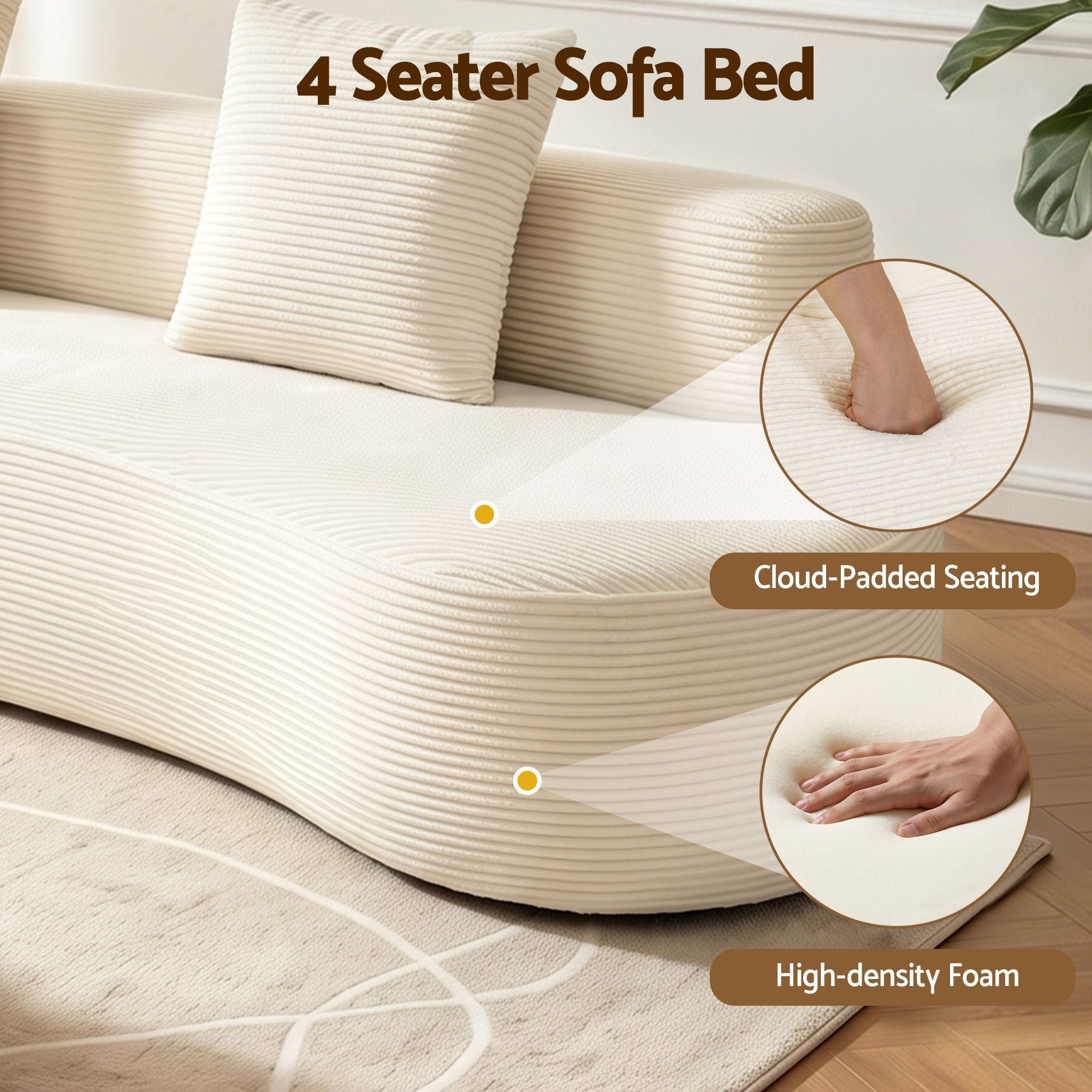 228cm Modular Sofa Bed Sectional Boneless Couches for Living Room No Assembly Required - Furniture > Sofas > Sofas & Sofa Beds - Rivercity House & Home Co. (ABN 18 642 972 209) - Affordable Modern Furniture Australia