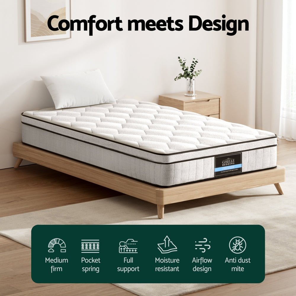 22cm Mattress Single Size - Furniture > Mattresses > Single Mattress - Rivercity House & Home Co. (ABN 18 642 972 209) - Affordable Modern Furniture Australia