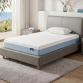 22cm Single Cooling Gel Memory Foam Mattress Medium Firm - White and Blue