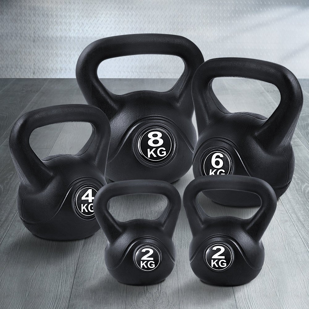 22kg Kettlebell Set with 2kg, 4kg, 6kg, 8kg Weights for Home Gym - Black - Sports & Fitness > Exercise, Gym & Fitness > Free Weights - Rivercity House & Home Co. (ABN 18 642 972 209) - Affordable Modern Furniture Australia