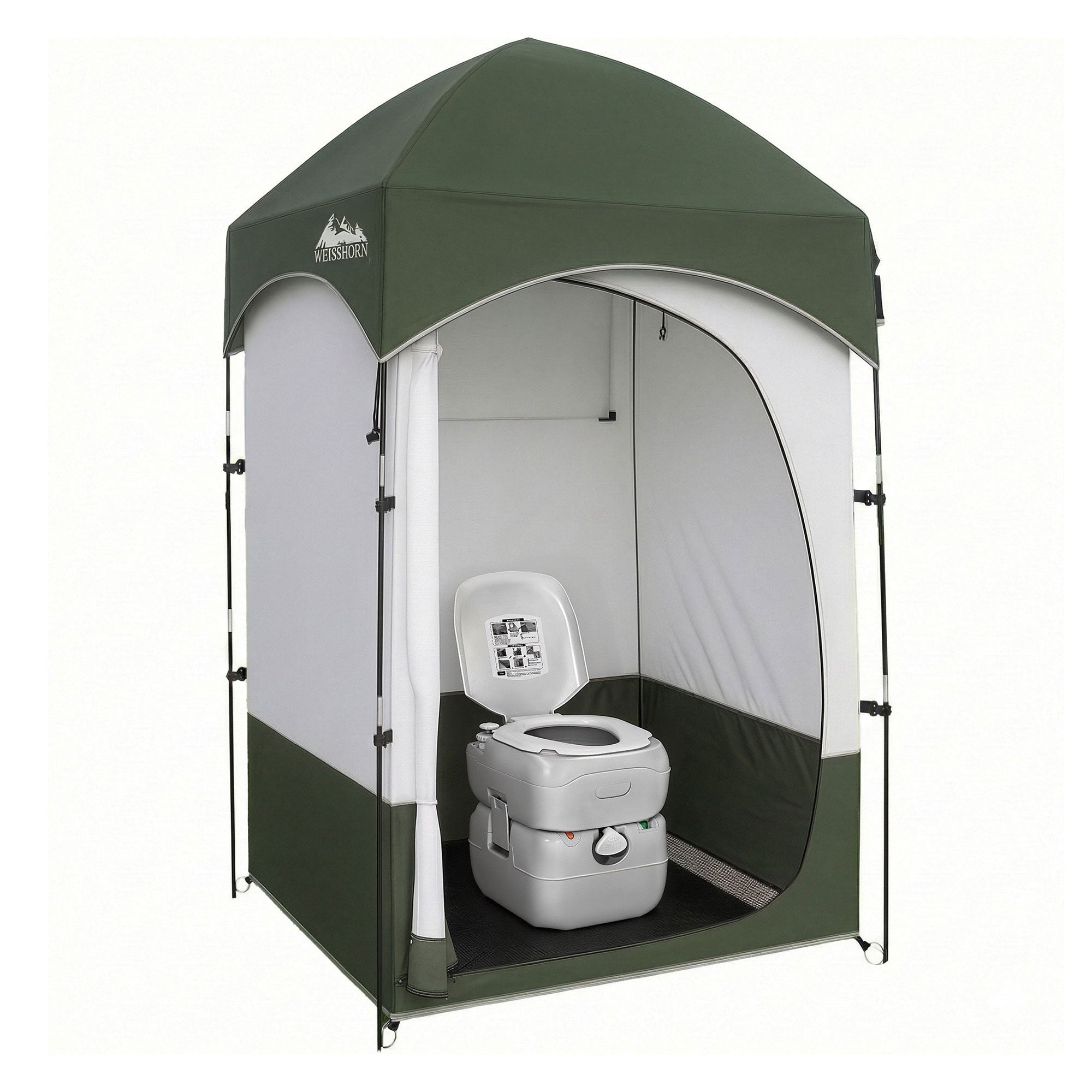 22L Portable Camping Toilet and Shower Tent Set with Carry Bag - Grey & Green - Outdoor Recreation > Camping > Portable Toilets & Showers - Rivercity House & Home Co. (ABN 18 642 972 209) - Affordable Modern Furniture Australia