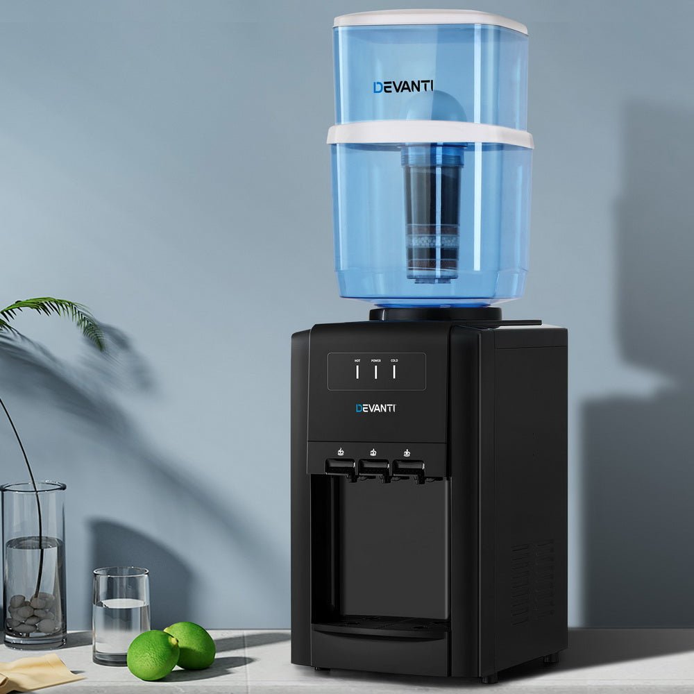 22L Water Cooler Dispenser Bench Top 3 Taps Chiller Filter Purifier Three Taps Balck - Appliances > Kitchen Appliances > Water Dispensers - Rivercity House & Home Co. (ABN 18 642 972 209) - Affordable Modern Furniture Australia