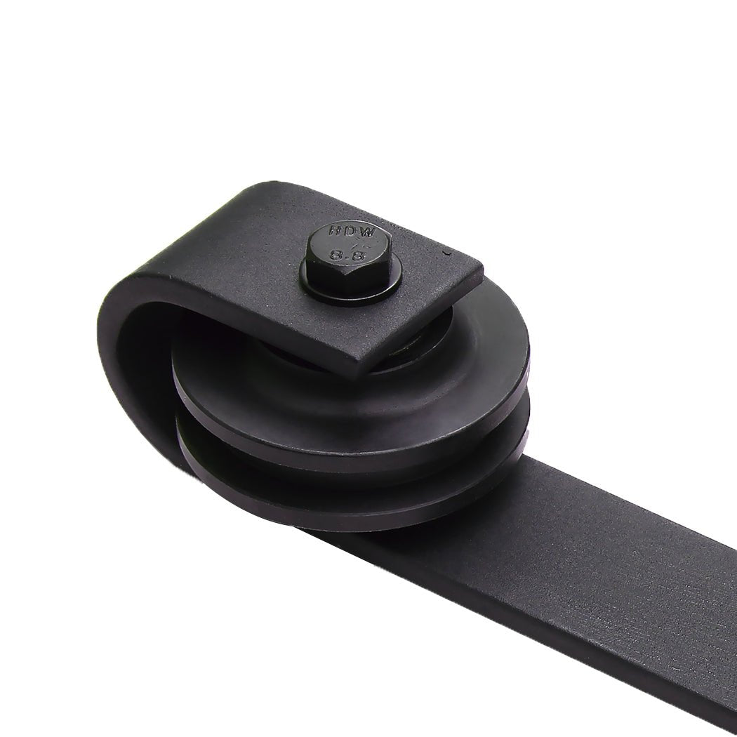 2.44m Antique Classic Double Sliding Barn Door Track Kit - Black - Rivercity House & Home Co. (ABN 18 642 972 209) - Affordable Modern Furniture Australia
