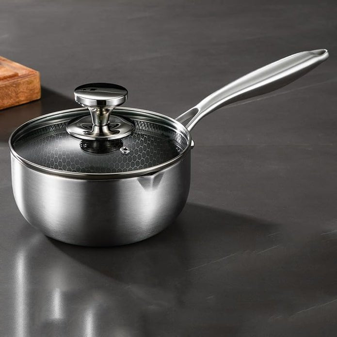 24cm 316L Stainless Steel Saucepan Compound Steel Honeycomb Nonstick Sauce Pan with Glass Lid 3.2L Pot Stay - Cool Handle Multipurpose Milk Saucepan, Induction Capable and Gas Stove - Home & Garden > Kitchenware > Skillets & Frying Pans - Rivercity House & Home Co. (ABN 18 642 972 209) - Affordable Modern Furniture Australia