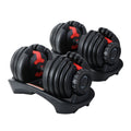 24kg Adjustable Dumbbell Set 2pcs with Weight Plates - Black and Red