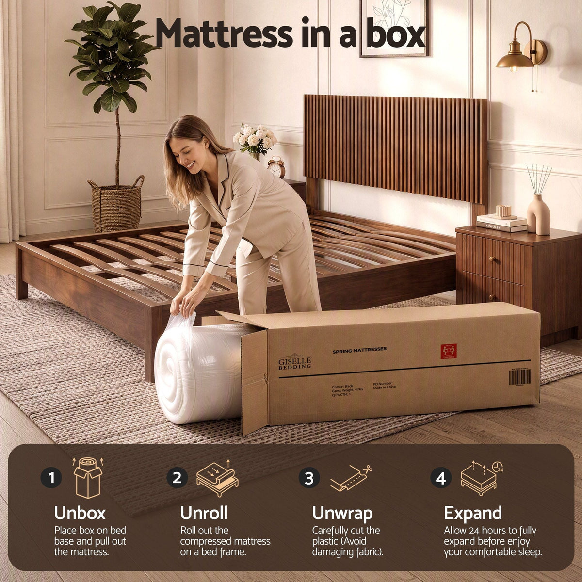 25cm Double Hybrid Mattress with Soft Knitted Fabric and Gel Foam Edge Support - White - Furniture > Mattresses > Double Mattress - Rivercity House & Home Co. (ABN 18 642 972 209) - Affordable Modern Furniture Australia