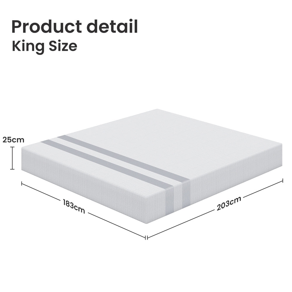 25cm King Reversible Gel Memory Foam Mattress Medium & Firm - Furniture > Mattresses > King Size Mattress - Rivercity House & Home Co. (ABN 18 642 972 209) - Affordable Modern Furniture Australia
