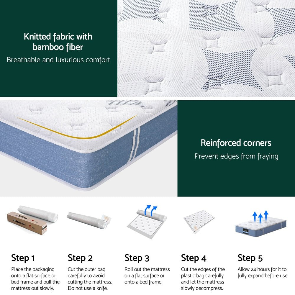 25cm King Single Bed Pocket Spring Mattresses - Furniture > Mattresses > King Single Mattress - Rivercity House & Home Co. (ABN 18 642 972 209) - Affordable Modern Furniture Australia