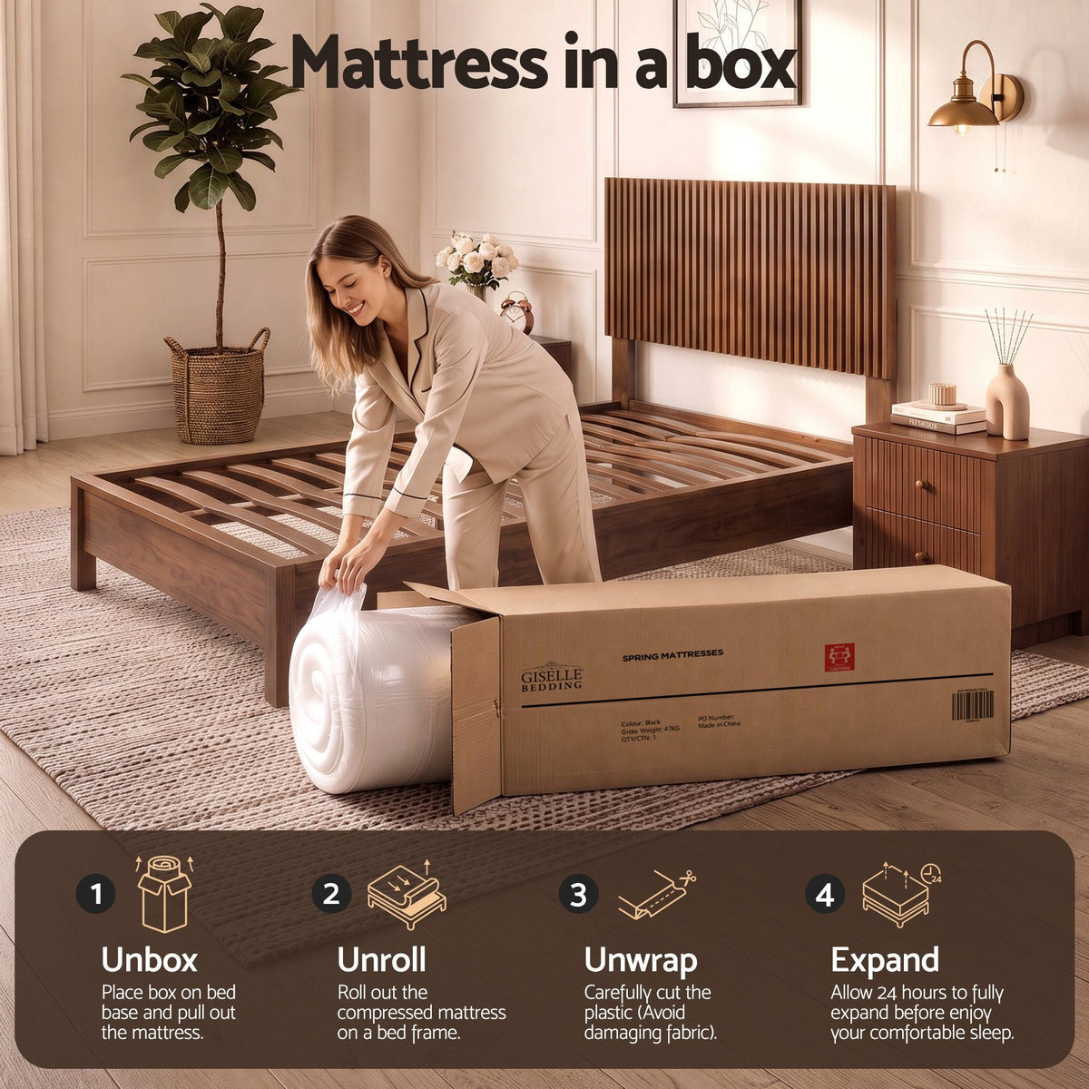 25cm King Single Hybrid Mattress with Gel Foam and Edge Support - White - Furniture > Mattresses > King Single Mattress - Rivercity House & Home Co. (ABN 18 642 972 209) - Affordable Modern Furniture Australia
