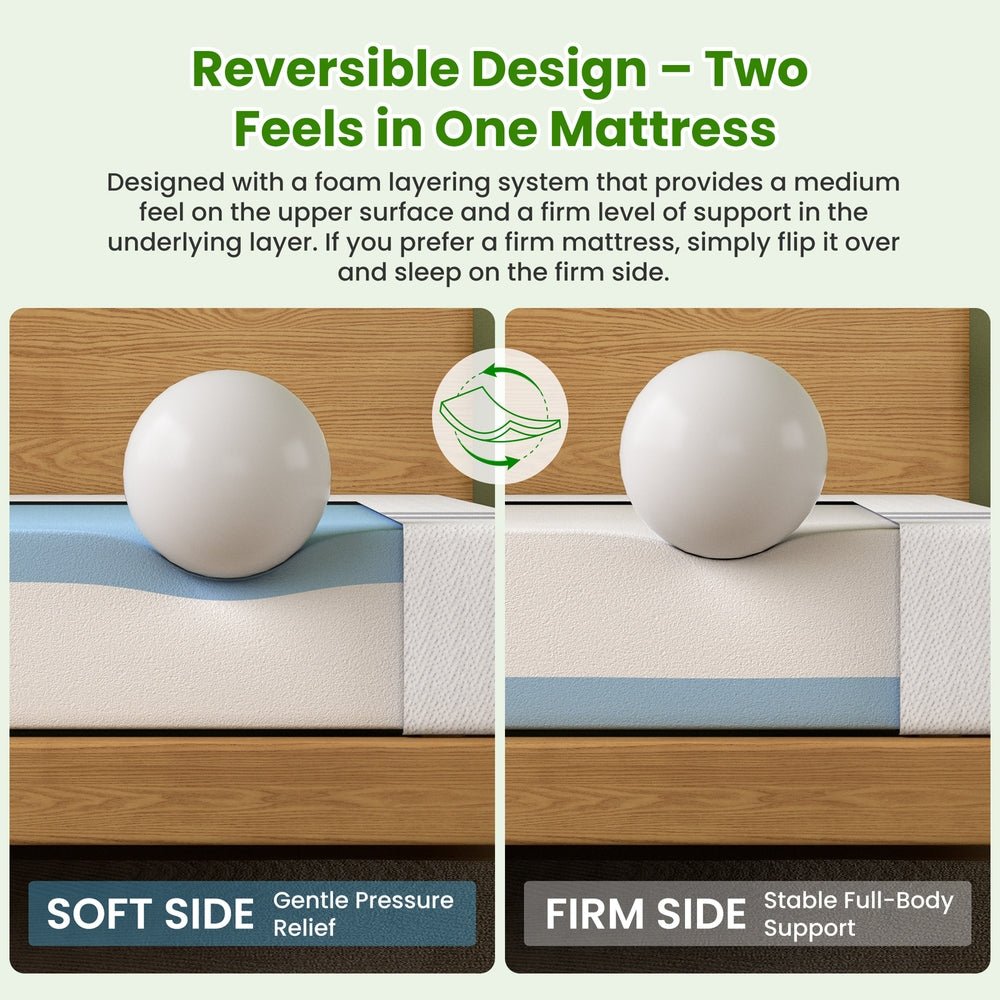 25cm King Single Reversible Gel Memory Foam Mattress Medium & Firm - Furniture > Mattresses > King Single Mattress - Rivercity House & Home Co. (ABN 18 642 972 209) - Affordable Modern Furniture Australia