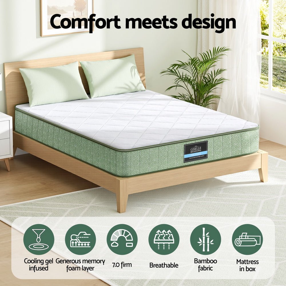 25cm Memory Foam Mattress Dual Layer Zipper Cover Cool Charcoal Foam Mattresses Double - Furniture > Mattresses > Double Mattress - Rivercity House & Home Co. (ABN 18 642 972 209) - Affordable Modern Furniture Australia