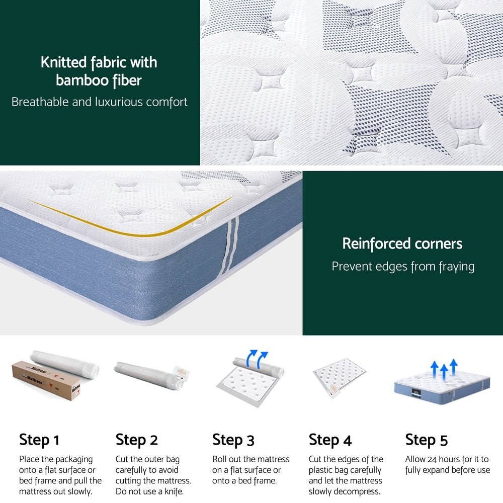 25cm Queen Bed Pocket Spring Mattresses - Furniture > Mattresses > Queen Mattress - Rivercity House & Home Co. (ABN 18 642 972 209) - Affordable Modern Furniture Australia