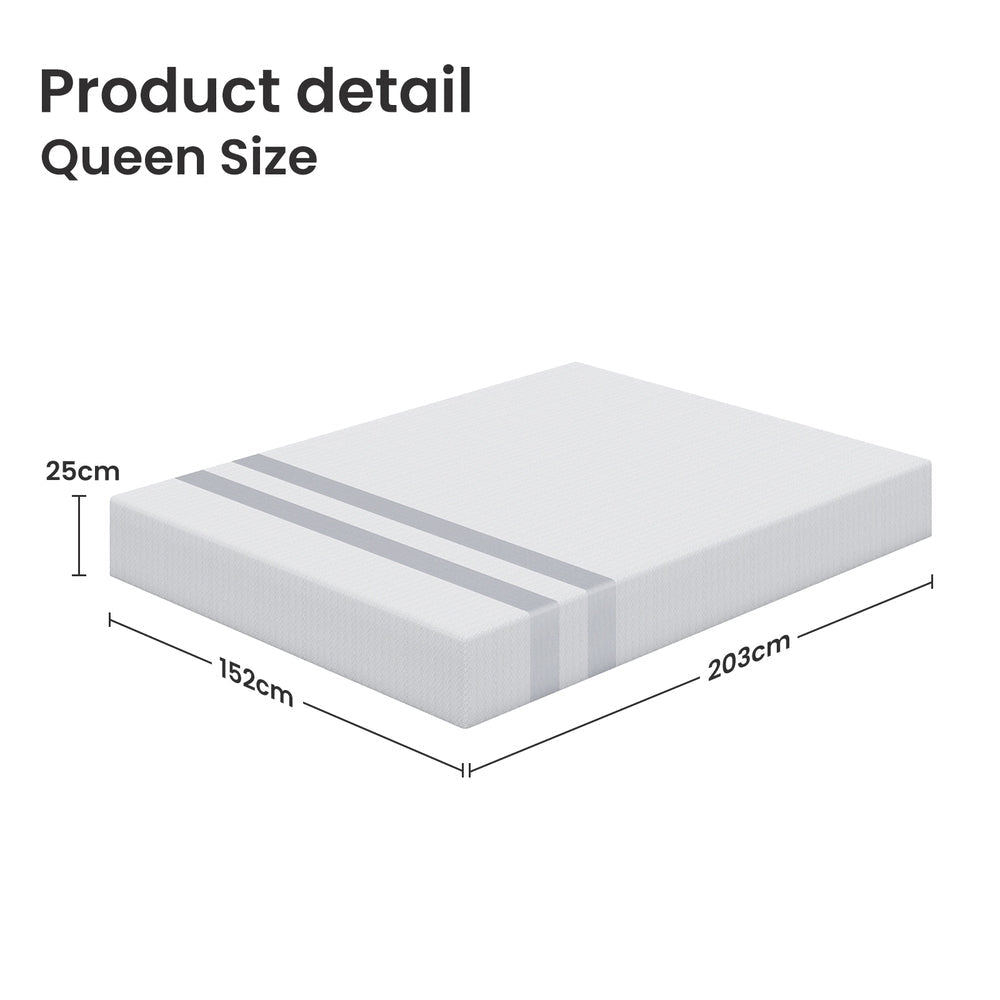 25cm Queen Reversible Gel Memory Foam Mattress Medium & Firm - Furniture > Mattresses > Queen Mattress - Rivercity House & Home Co. (ABN 18 642 972 209) - Affordable Modern Furniture Australia