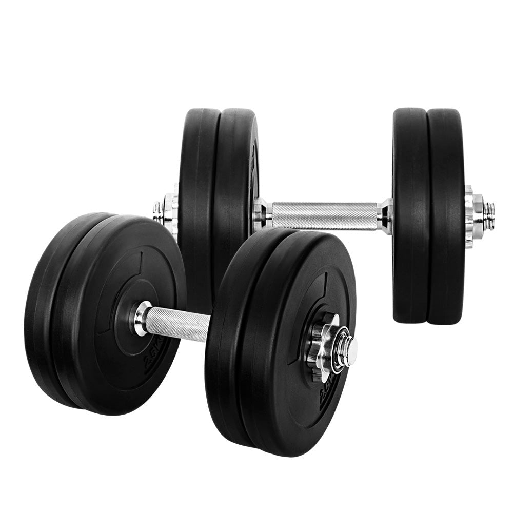 25kg Adjustable Dumbbell Set with Weight Plates - Black - Sports & Fitness > Exercise, Gym & Fitness > Free Weights - Rivercity House & Home Co. (ABN 18 642 972 209) - Affordable Modern Furniture Australia