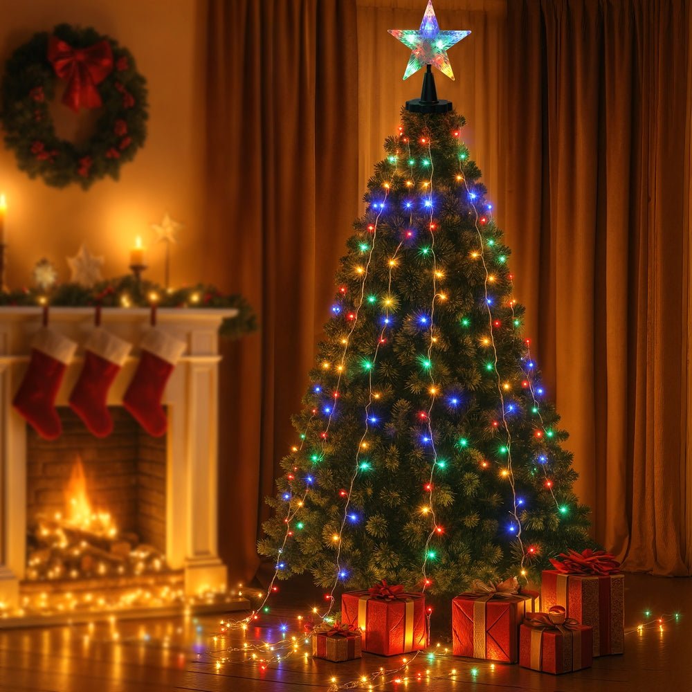 2.5M Christmas Lights Waterfall String Light 300 LED Star Topper - Occasions > Christmas > Outdoor Decorations & Lights - Rivercity House & Home Co. (ABN 18 642 972 209) - Affordable Modern Furniture Australia