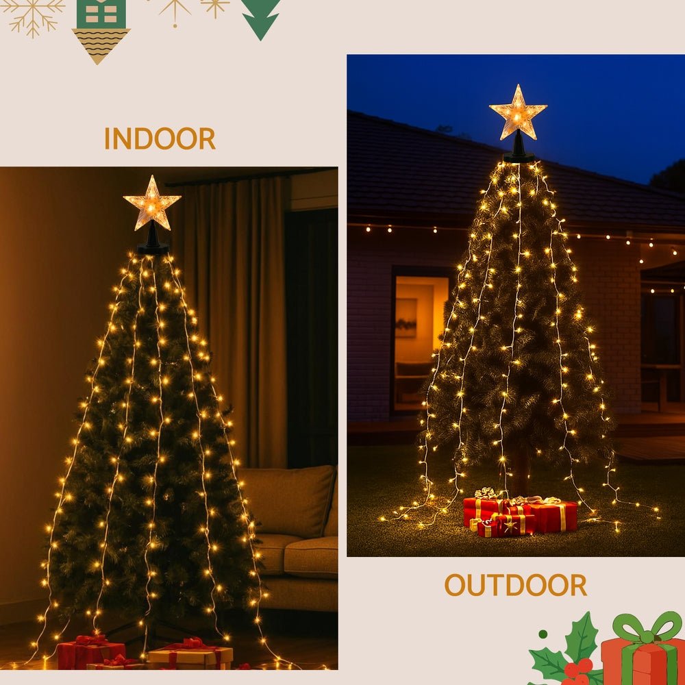 2.5M Christmas Lights Waterfall String Light 300 LED Star Topper - Occasions > Christmas > Outdoor Decorations & Lights - Rivercity House & Home Co. (ABN 18 642 972 209) - Affordable Modern Furniture Australia