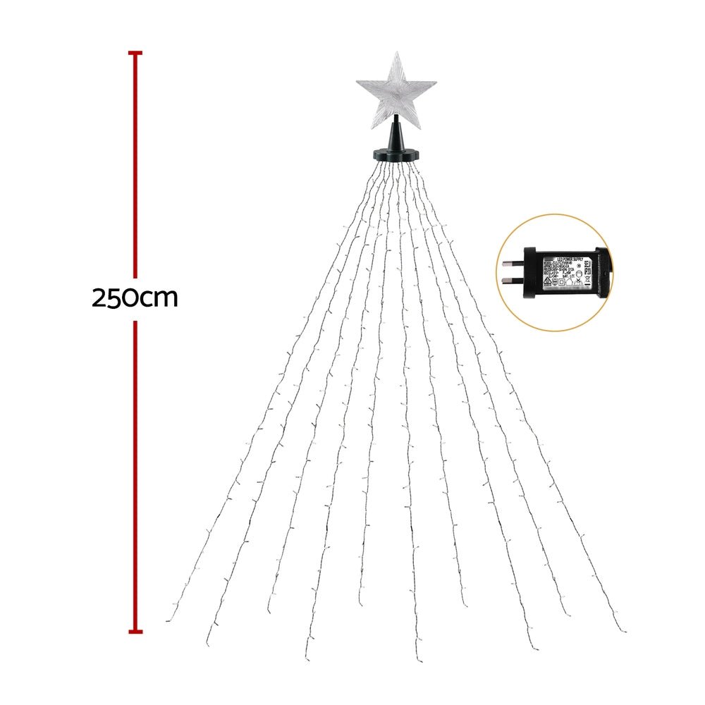 2.5M Christmas Lights Waterfall String Light 300 LED Star Topper - Occasions > Christmas > Outdoor Decorations & Lights - Rivercity House & Home Co. (ABN 18 642 972 209) - Affordable Modern Furniture Australia