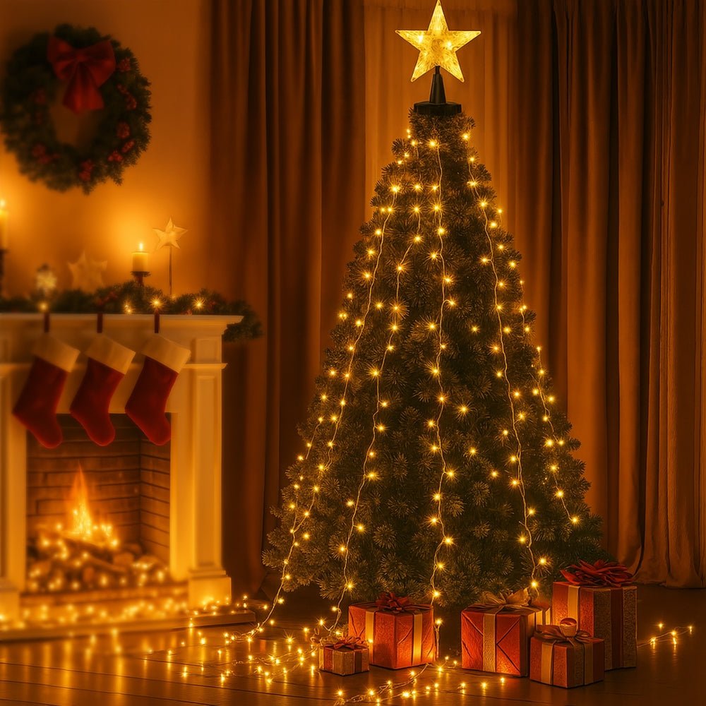 2.5M Christmas Lights Waterfall String Light 300 LED Star Topper - Occasions > Christmas > Outdoor Decorations & Lights - Rivercity House & Home Co. (ABN 18 642 972 209) - Affordable Modern Furniture Australia