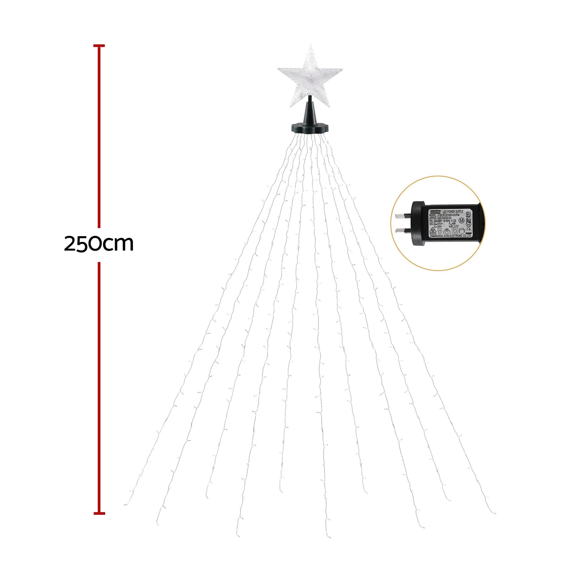 2.5M Christmas Tree Lights Christmas Lights Tree Topper Waterfall Fairy Lights White - Occasions > Christmas > Christmas Decorations - Rivercity House & Home Co. (ABN 18 642 972 209) - Affordable Modern Furniture Australia