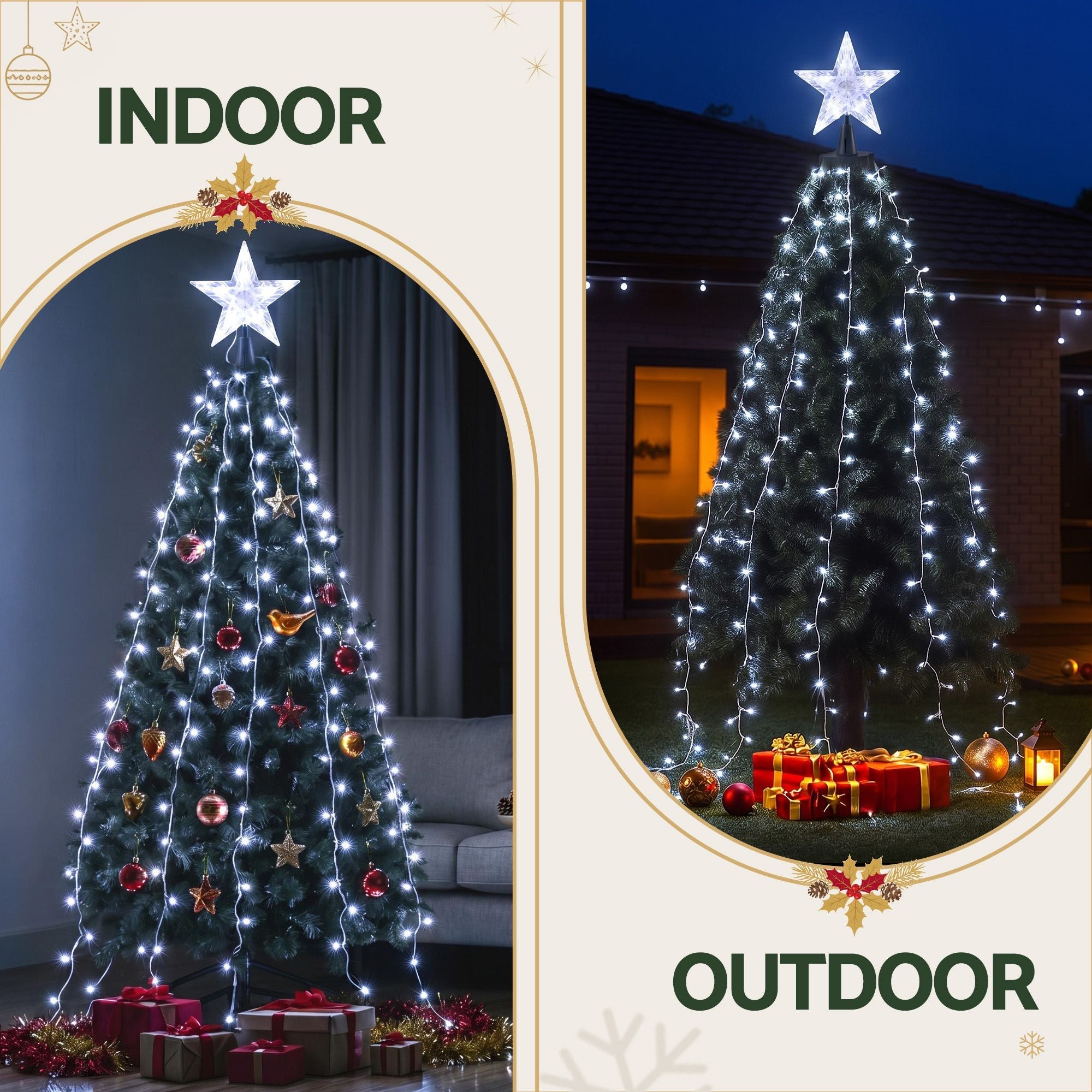 2.5M Christmas Tree Lights Christmas Lights Tree Topper Waterfall Fairy Lights White - Occasions > Christmas > Christmas Decorations - Rivercity House & Home Co. (ABN 18 642 972 209) - Affordable Modern Furniture Australia