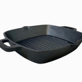 26 cm Pre-Seasoned Cast Iron Barbecue Grill Fry Pan Oven Safe - Black