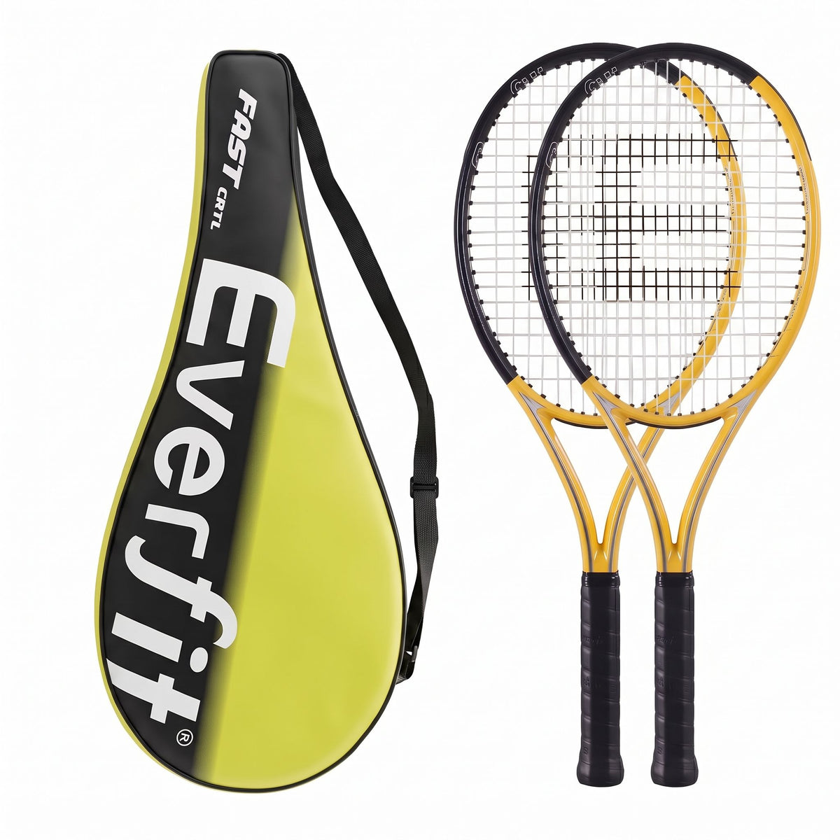 27 Inch Lightweight Tennis Racket Set of 2 with Cushioned Grip - Gold - Sports & Fitness > Racquet Sports > Tennis - Rivercity House & Home Co. (ABN 18 642 972 209) - Affordable Modern Furniture Australia