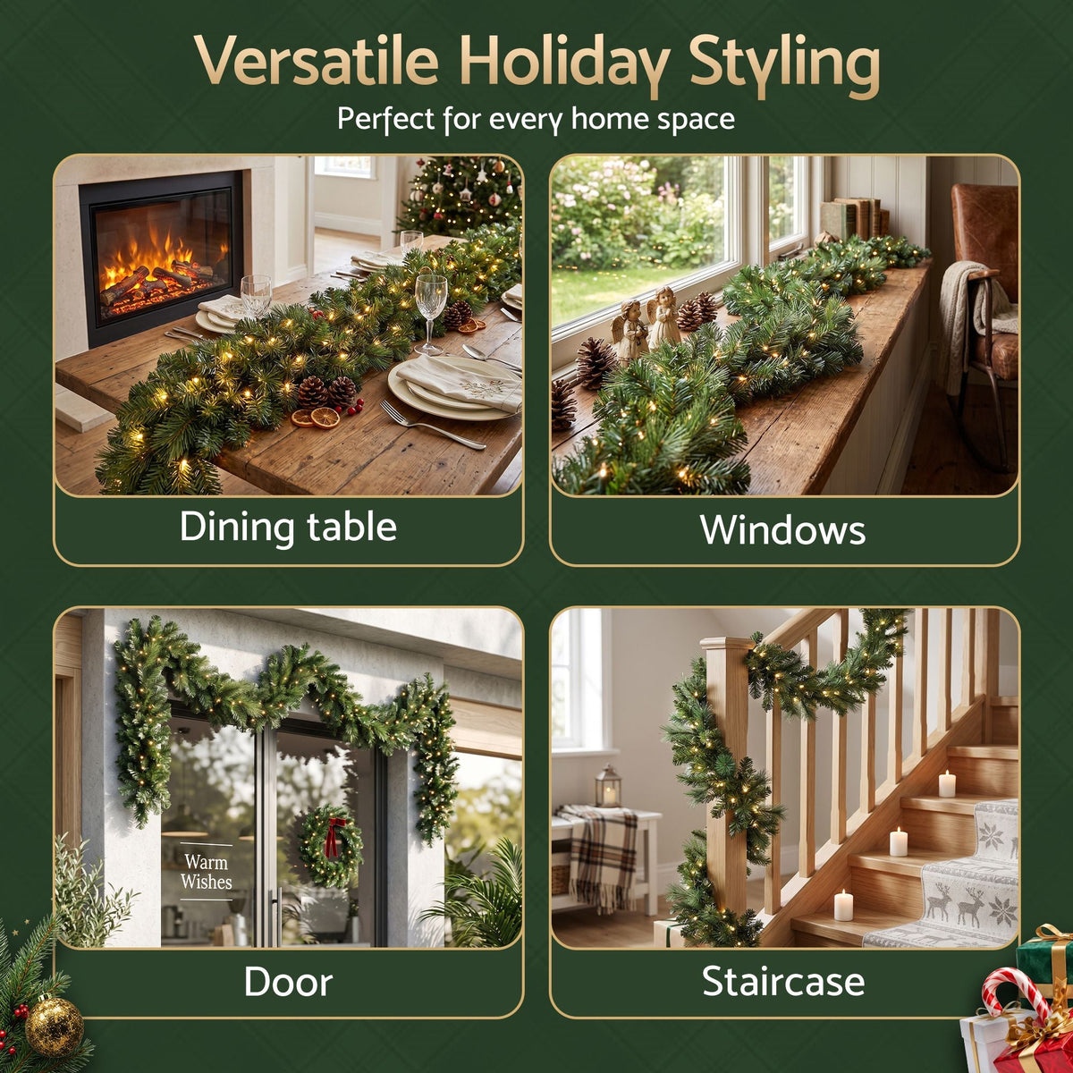 2.7M Christmas Garland 8 Mode LED Lights Timing 200Tips Xmas Decor - Occasions > Christmas > Christmas Wreaths & Garlands - Rivercity House & Home Co. (ABN 18 642 972 209) - Affordable Modern Furniture Australia