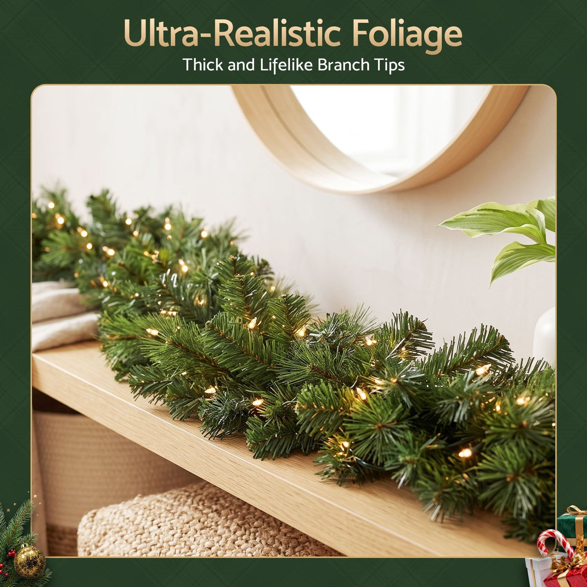2.7M Christmas Garland 8 Mode LED Lights Timing 200Tips Xmas Decor - Occasions > Christmas > Christmas Wreaths & Garlands - Rivercity House & Home Co. (ABN 18 642 972 209) - Affordable Modern Furniture Australia