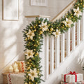 2.7M Christmas Garland with 8 Mode LEDs, 200 Tips, Flowers and Balls - Warm White