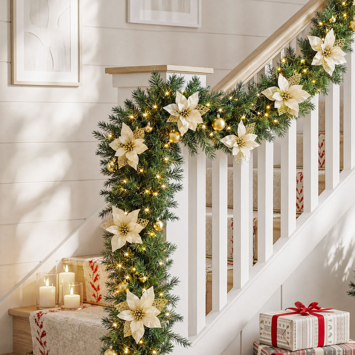 2.7M Christmas Garland 8 Mode LEDs Timing 200 Tips Flowers Balls - Occasions > Christmas > Christmas Wreaths & Garlands - Rivercity House & Home Co. (ABN 18 642 972 209) - Affordable Modern Furniture Australia