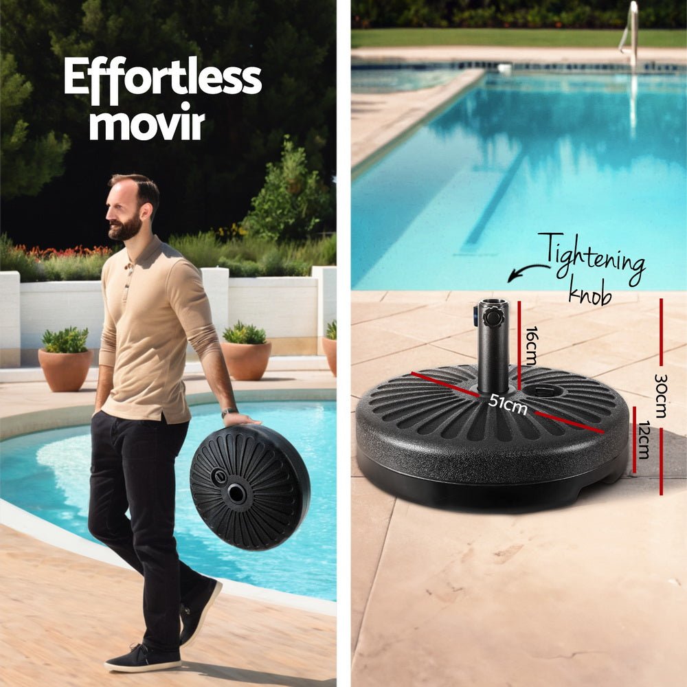 2.7m Outdoor Umbrella w/Base Pole Stand Garden Sun Charcoal - Home & Garden > Shading > Umbrellas & Sunshades - Rivercity House & Home Co. (ABN 18 642 972 209) - Affordable Modern Furniture Australia