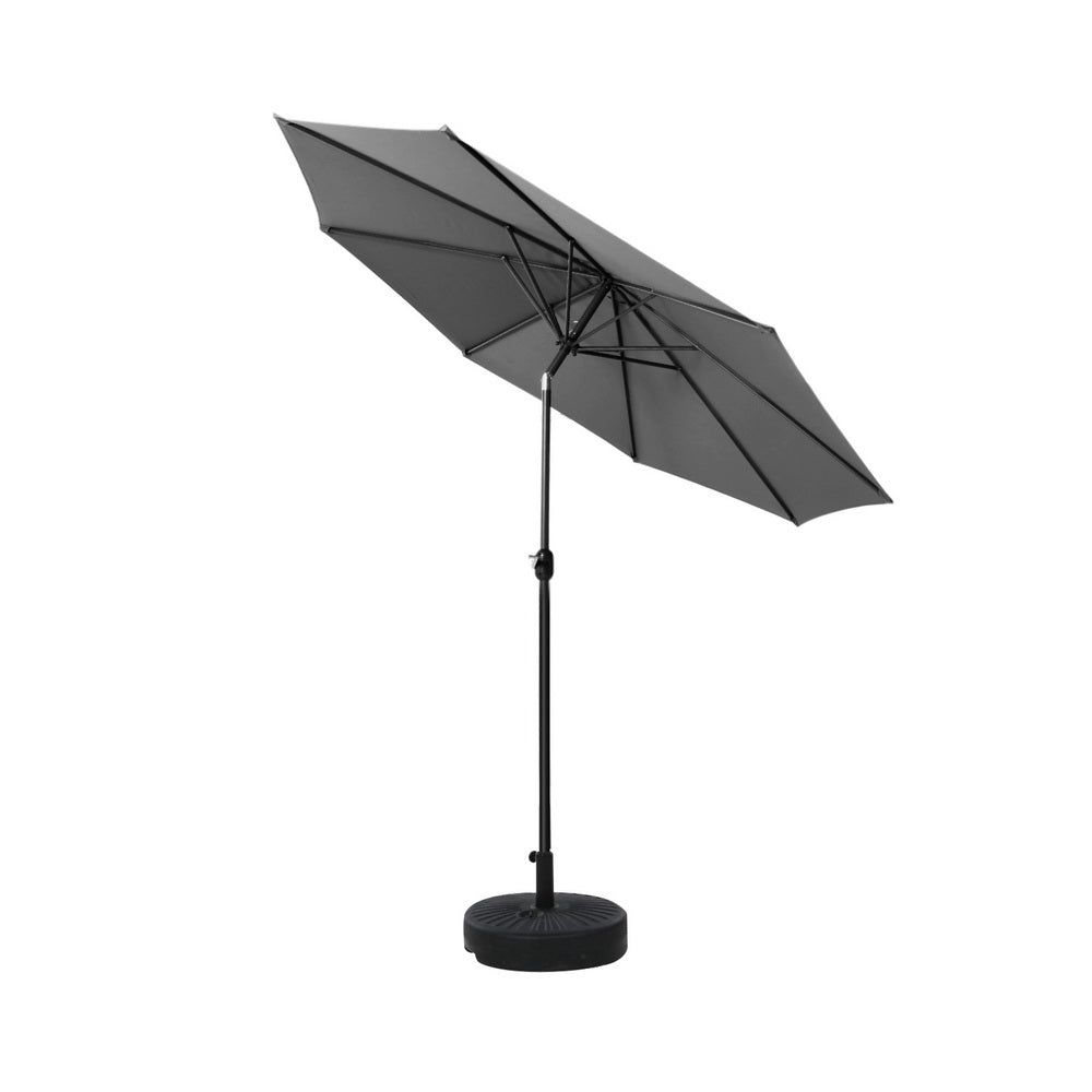 2.7m Outdoor Umbrella w/Base Pole Stand Garden Sun Charcoal - Home & Garden > Shading > Umbrellas & Sunshades - Rivercity House & Home Co. (ABN 18 642 972 209) - Affordable Modern Furniture Australia
