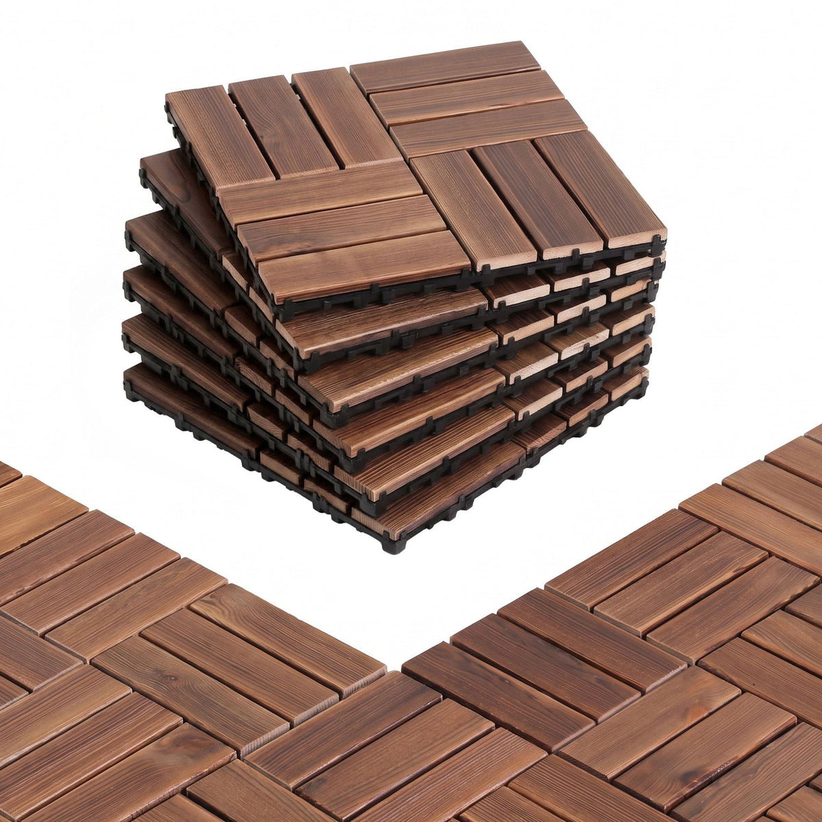 27PCS 30x30cm Interlocking Wood Deck Floor Tiles Pine Brown - Home & Garden > DIY > Flooring - Rivercity House & Home Co. (ABN 18 642 972 209) - Affordable Modern Furniture Australia