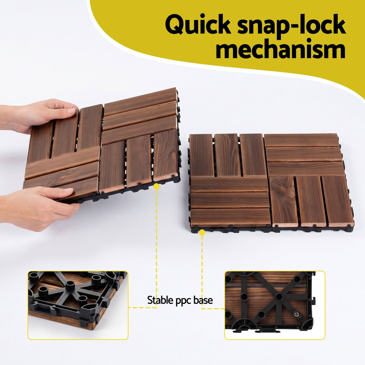 27PCS 30x30cm Interlocking Wood Deck Floor Tiles Pine Brown - Home & Garden > DIY > Flooring - Rivercity House & Home Co. (ABN 18 642 972 209) - Affordable Modern Furniture Australia