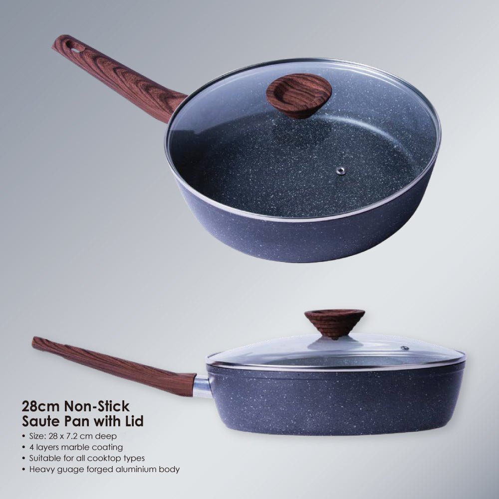 28cm PFOA Free Non - Stick Saute Pan with Lid - Home & Garden > Kitchenware > Skillets & Frying Pans - Rivercity House & Home Co. (ABN 18 642 972 209) - Affordable Modern Furniture Australia