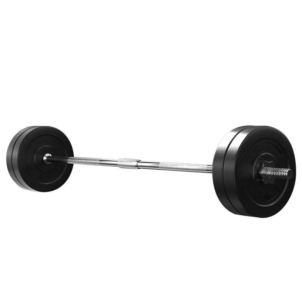 28kg Barbell Set with 168cm Steel Bar and Rubber Weight Plates - Black - Sports & Fitness > Exercise, Gym & Fitness > Exercise Benches - Rivercity House & Home Co. (ABN 18 642 972 209) - Affordable Modern Furniture Australia