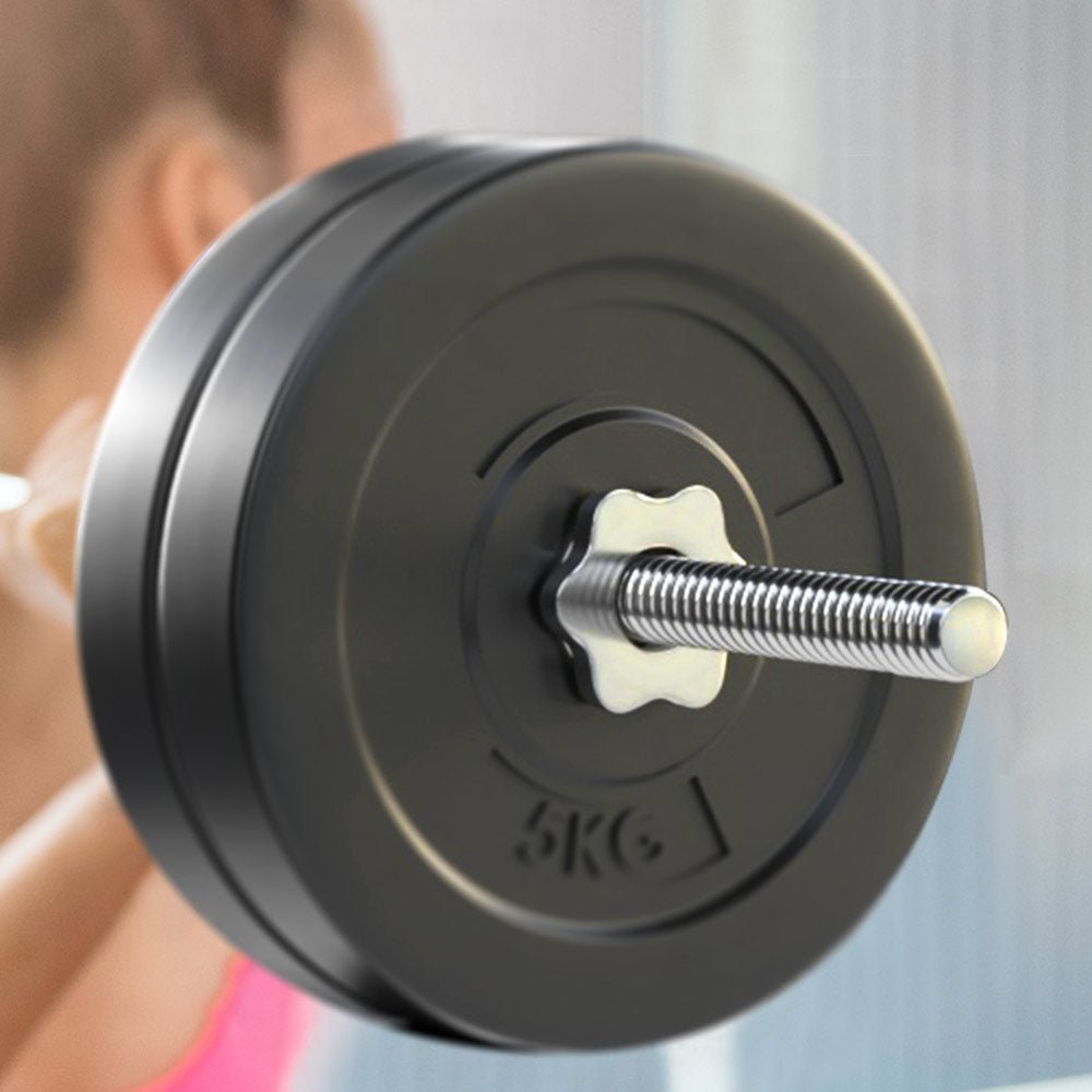 28kg Barbell Set with 168cm Steel Bar and Rubber Weight Plates - Black - Sports & Fitness > Exercise, Gym & Fitness > Exercise Benches - Rivercity House & Home Co. (ABN 18 642 972 209) - Affordable Modern Furniture Australia