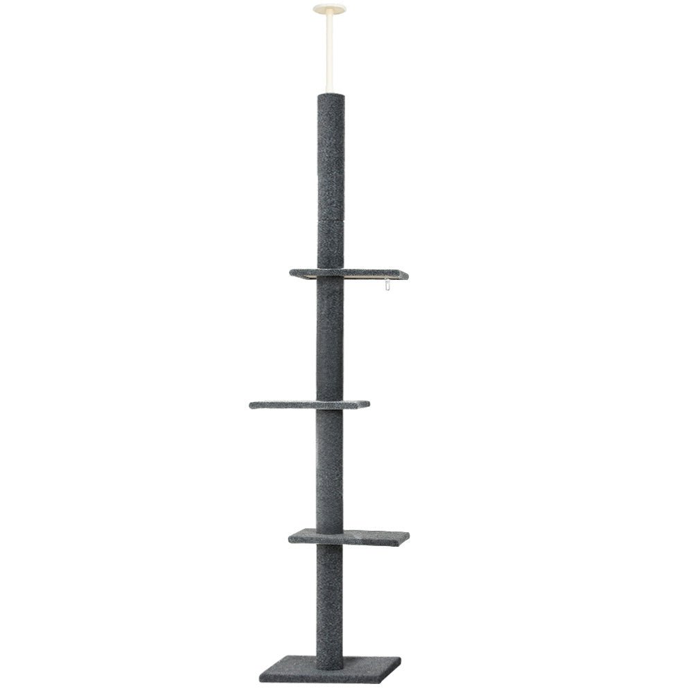 290cm Floor-to-Ceiling Cat Tree Tower with Scratching Posts and Beds - Grey - Pet Care > Cat Supplies > Cat Scratching Posts - Rivercity House & Home Co. (ABN 18 642 972 209) - Affordable Modern Furniture Australia