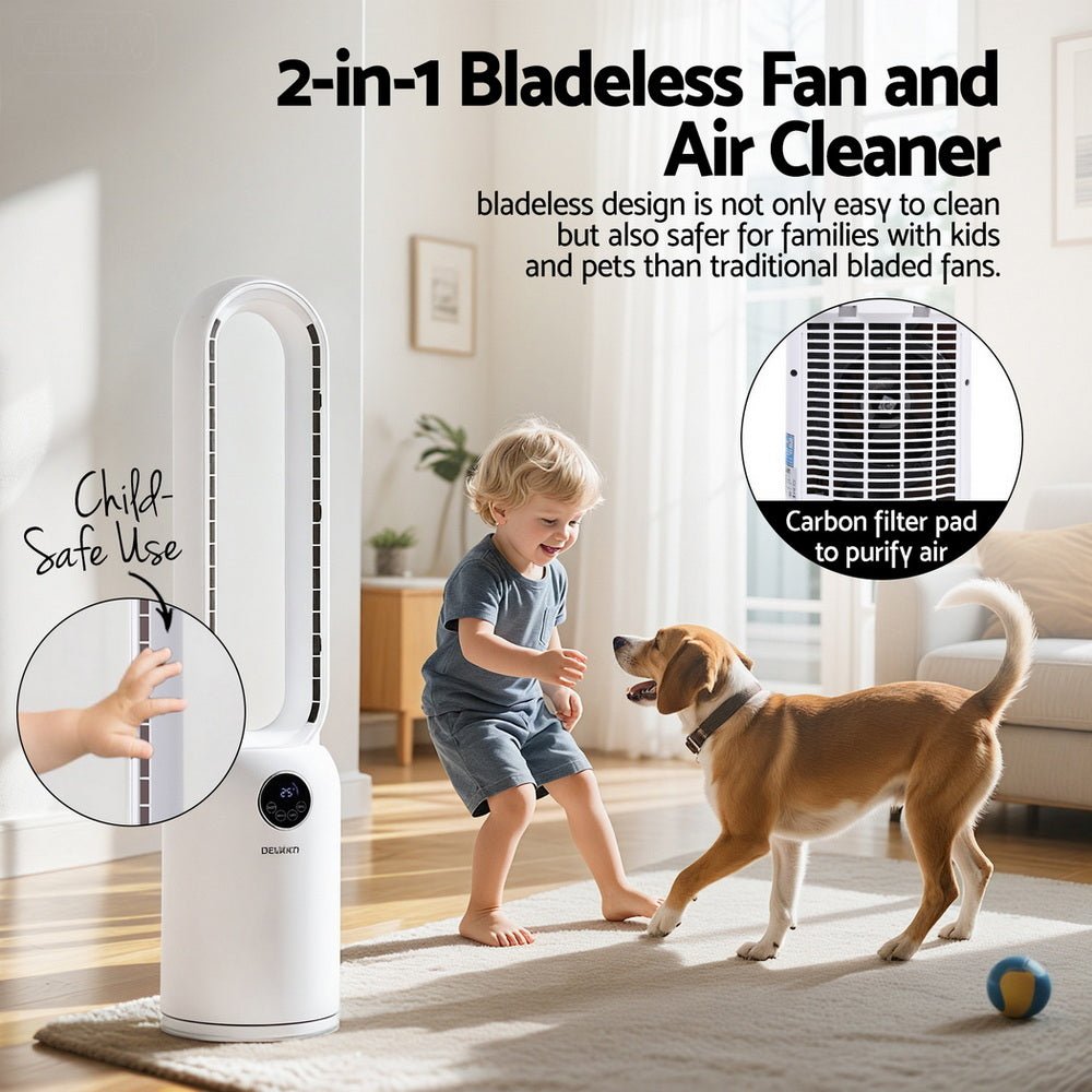 2in1 Bladeless Fan Air Purification W/ Remote 88cm - Appliances > Fans > Portable Fans - Rivercity House & Home Co. (ABN 18 642 972 209) - Affordable Modern Furniture Australia