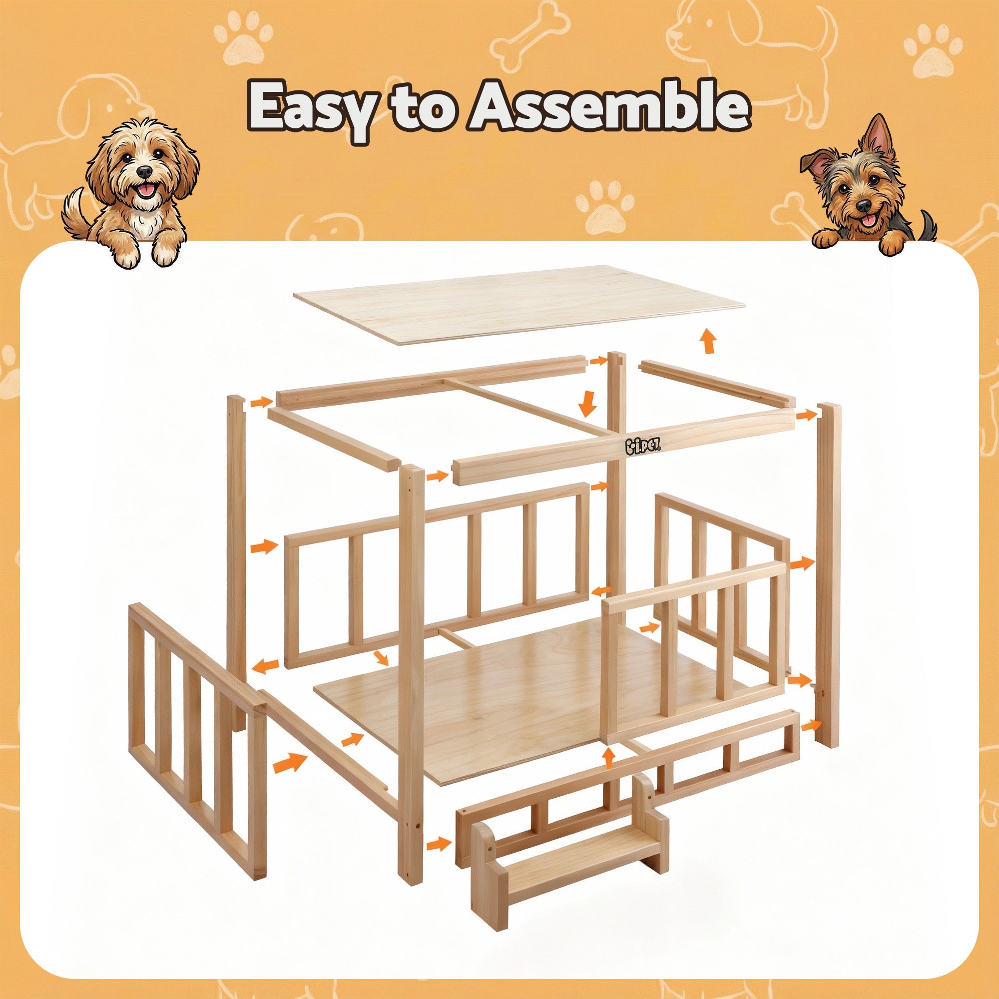 2in1 Dog Kennel Crate Furniture Grey Bedding Wooden House Indoor - Pet Care > Dog Supplies > Dog Kennels - Rivercity House & Home Co. (ABN 18 642 972 209) - Affordable Modern Furniture Australia