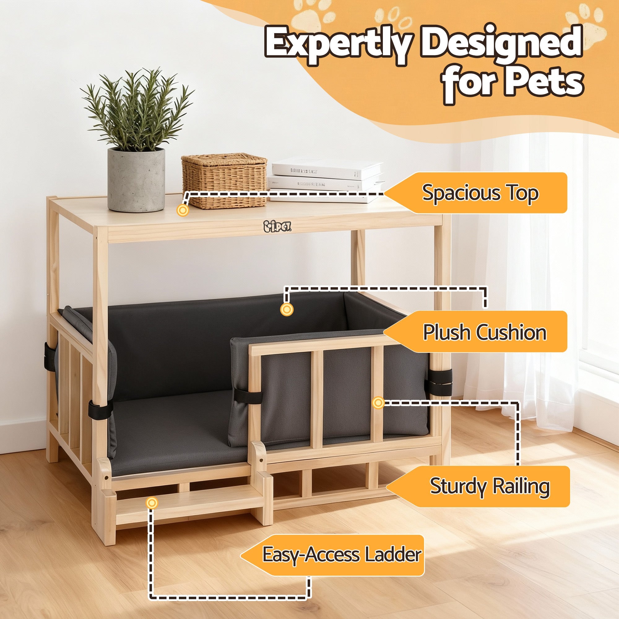 2in1 Dog Kennel Crate Furniture Grey Bedding Wooden House Indoor - Pet Care > Dog Supplies > Dog Kennels - Rivercity House & Home Co. (ABN 18 642 972 209) - Affordable Modern Furniture Australia