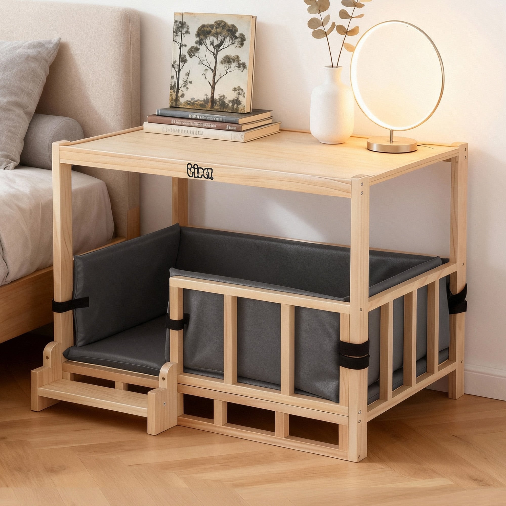 2in1 Dog Kennel Crate Furniture Grey Bedding Wooden House Indoor - Pet Care > Dog Supplies > Dog Kennels - Rivercity House & Home Co. (ABN 18 642 972 209) - Affordable Modern Furniture Australia