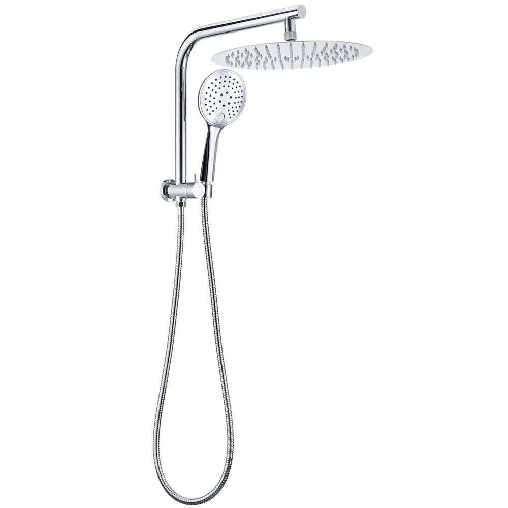 2in1 Large Round 12" Shower Head 3 Mode Handheld Gooseneck Arm Diverter Set Drill Free - Furniture > Bathroom > Shower Heads & Screens - Rivercity House & Home Co. (ABN 18 642 972 209) - Affordable Modern Furniture Australia