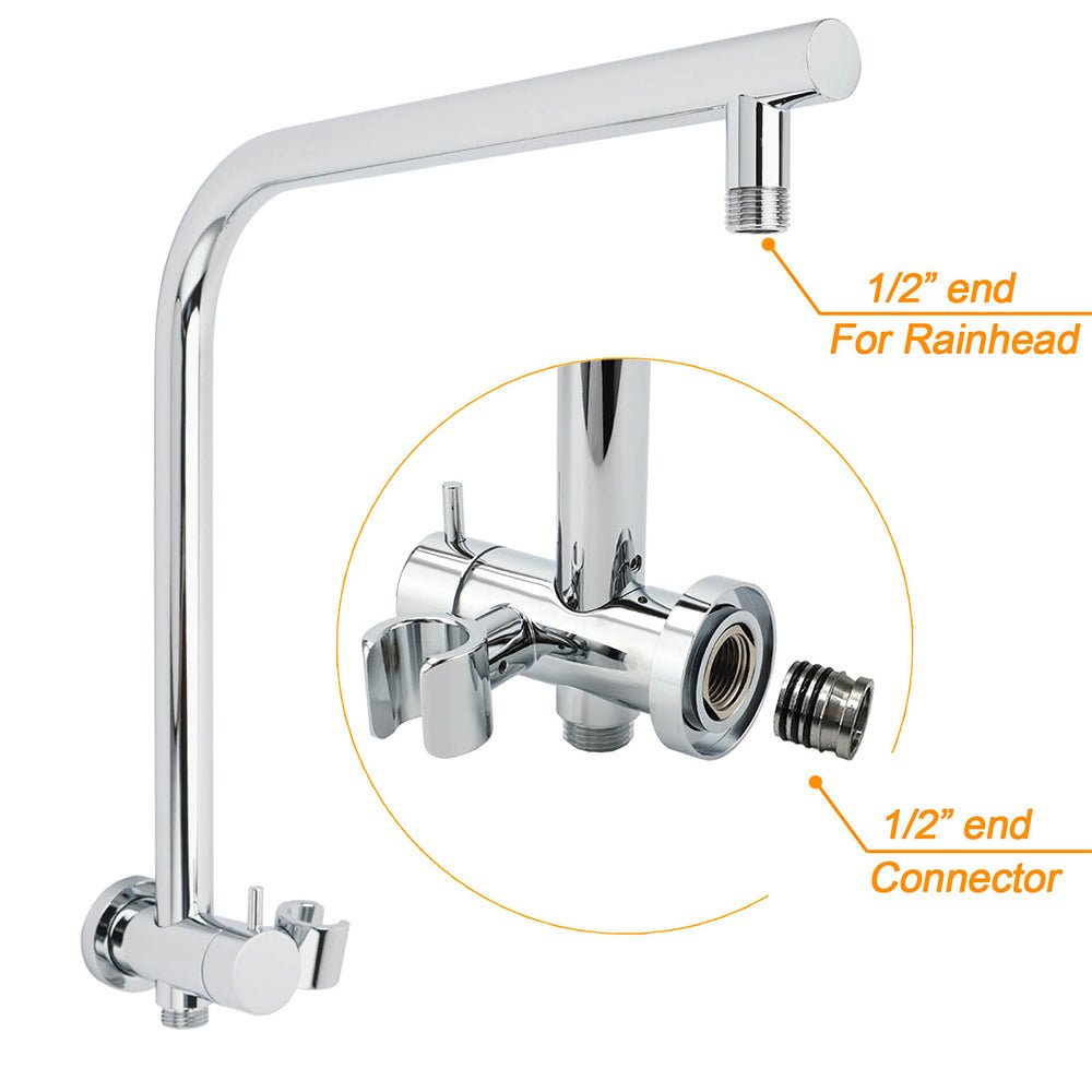 2in1 Large Round 12" Shower Head 3 Mode Handheld Gooseneck Arm Diverter Set Drill Free - Furniture > Bathroom > Shower Heads & Screens - Rivercity House & Home Co. (ABN 18 642 972 209) - Affordable Modern Furniture Australia