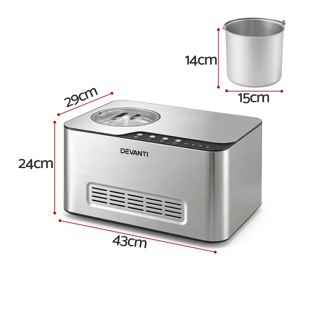 2L 2-in-1 Ice Cream and Yogurt Maker with Self-Refrigerating Compressor and Digital Display - Appliances > Kitchen Appliances > Ice Makers - Rivercity House & Home Co. (ABN 18 642 972 209) - Affordable Modern Furniture Australia