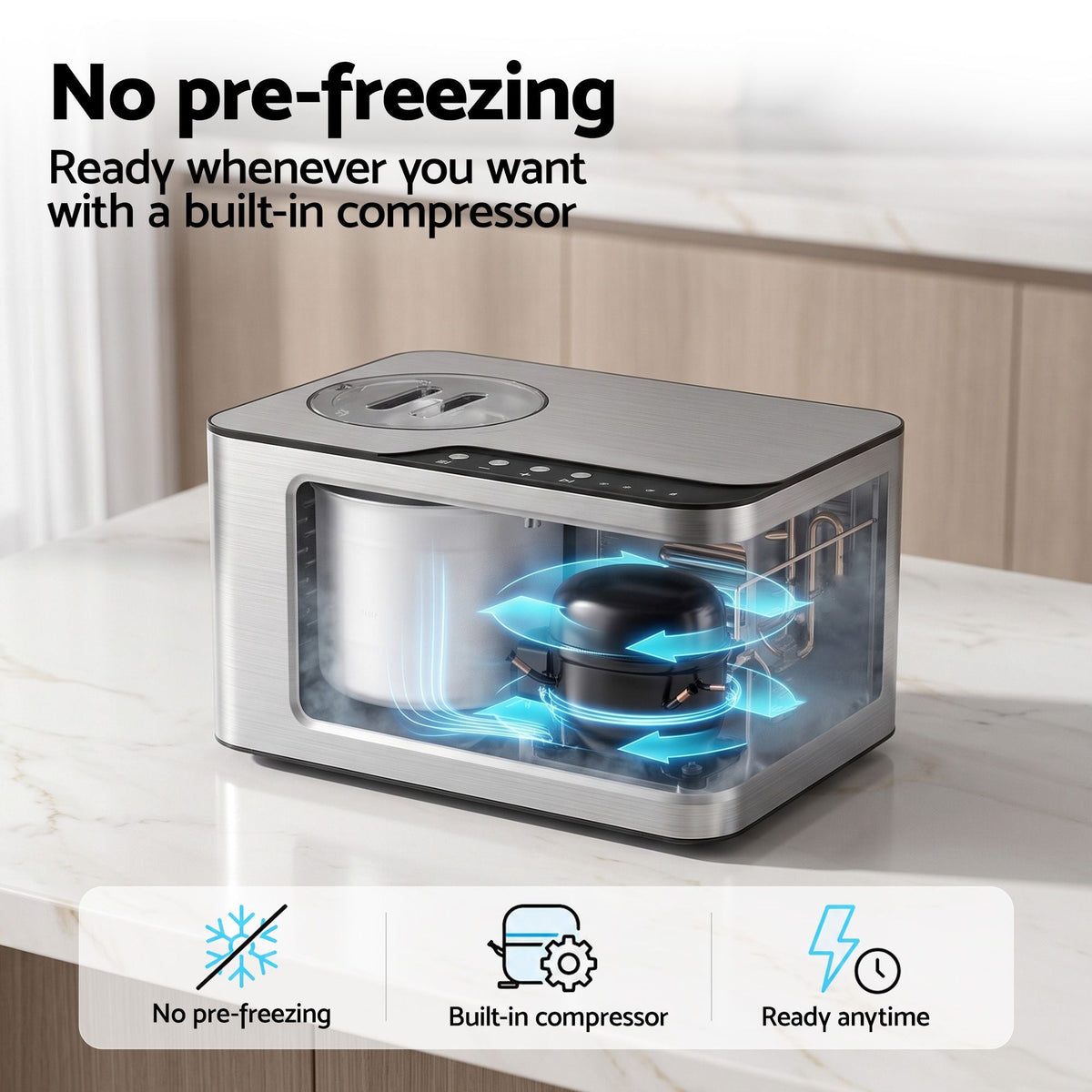 2L 2-in-1 Ice Cream and Yogurt Maker with Self-Refrigerating Compressor and Digital Display - Appliances > Kitchen Appliances > Ice Makers - Rivercity House & Home Co. (ABN 18 642 972 209) - Affordable Modern Furniture Australia